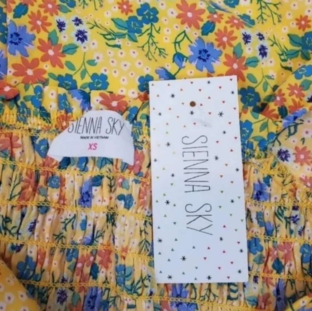 Sienna SKY short sleeve yellow floral mini Dress